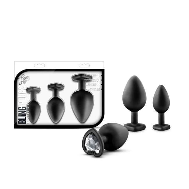 Luxe Bling Plugs Training Kit Black w/ White Gems, image 1