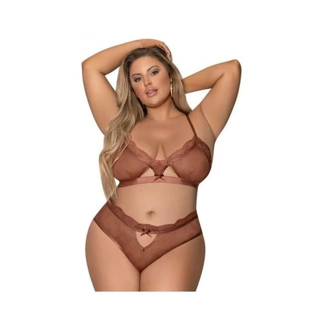 Magic Silk Caramel Kiss Bralette & G-String Panty Caramel Queen Size, image 1