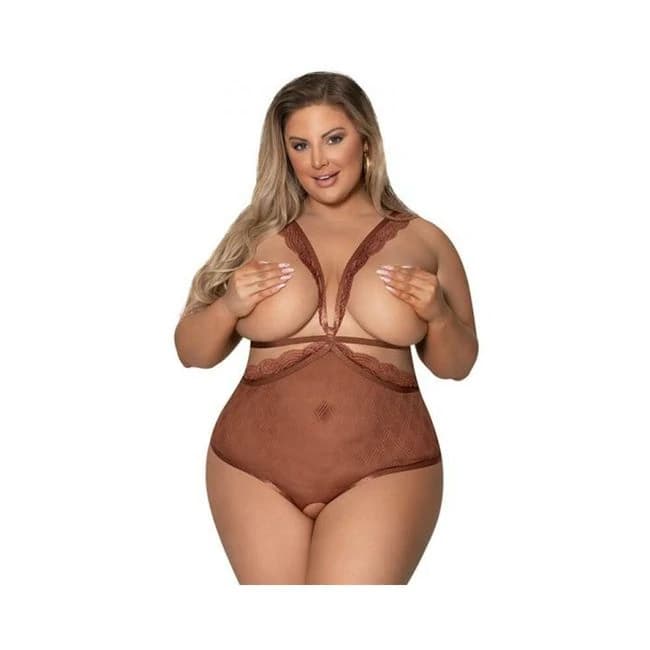 Magic Silk Caramel Kiss Teddy W Open Back Carmel Queen Size, image 1