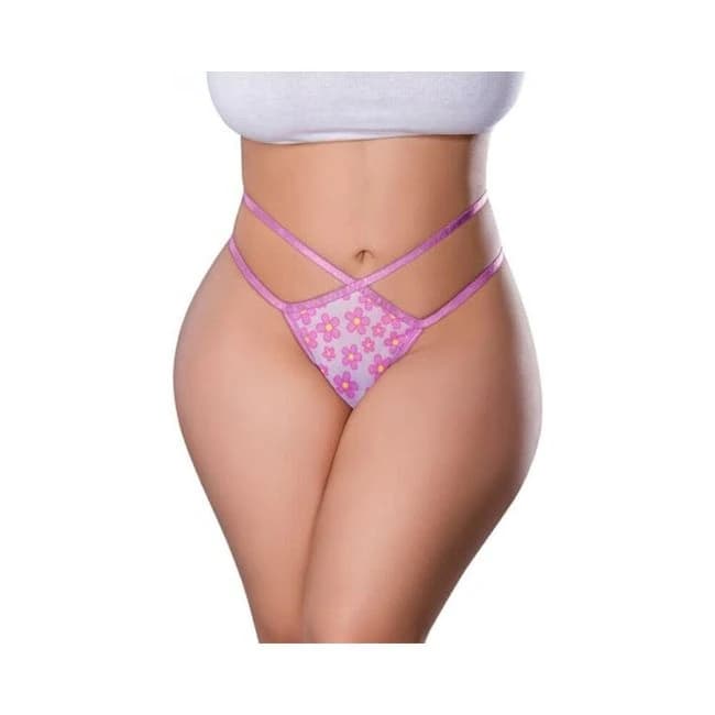Magic Silk Daisy Split Crotch Thong Daisy Print Queen Size, image 1