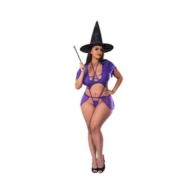 Magic Silk Dress up Charmed Costume Purple Queen Size, image 1