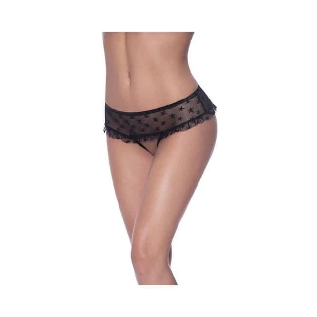 Magic Silk Love Star Skirted Hipster with Open Crotch Panty Neon Chartreuse, image 1