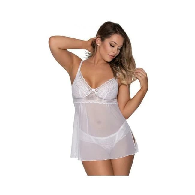 Magic Silk Modern Romance Baby Doll & Thong White, image 1