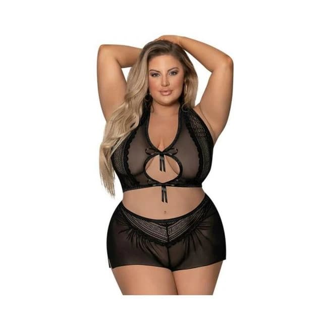Magic Silk Modern Romance Haltr & Tap Panty Black Size, image 1