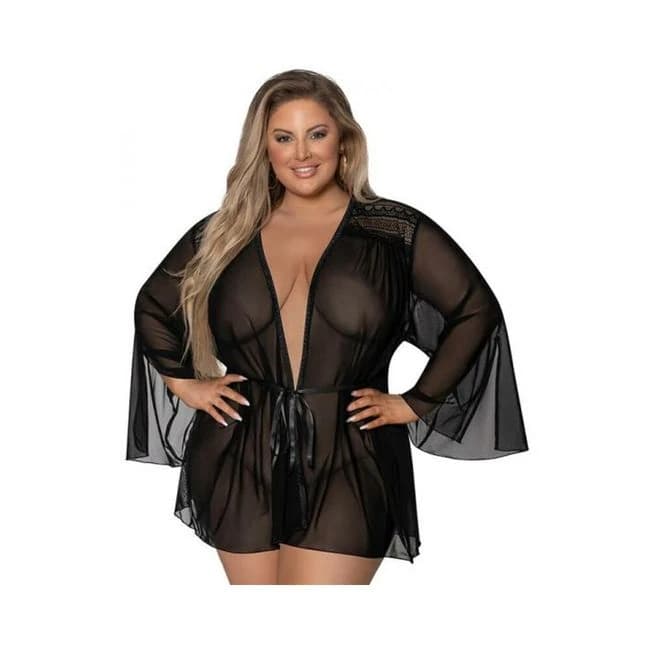 Magic Silk Modern Romance Short Robe Black Queen Size, image 1