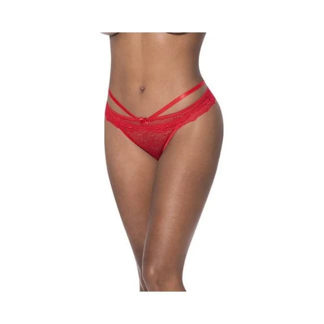 Magic Silk Ooh La Lace Peek-a-Boo Cheeky Panty Red, image 1