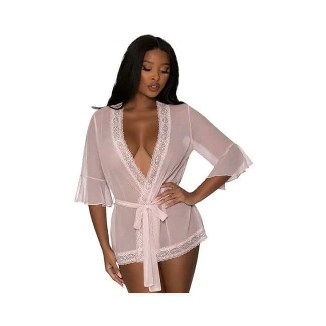 Magic Silk Seabreeze Robe W Lace Trim Blush L/XL, image 1