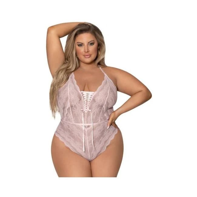 Magic Silk Seabreeze Teddy W Snap Crotch Blush Queen Size, image 1