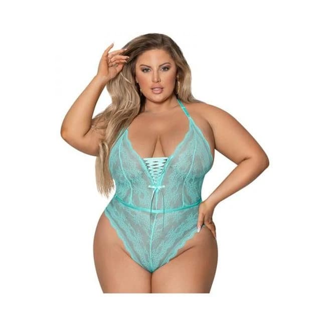 Magic Silk Seabreeze Teddy W Snap Crotch Turrquise Queen Size, image 1