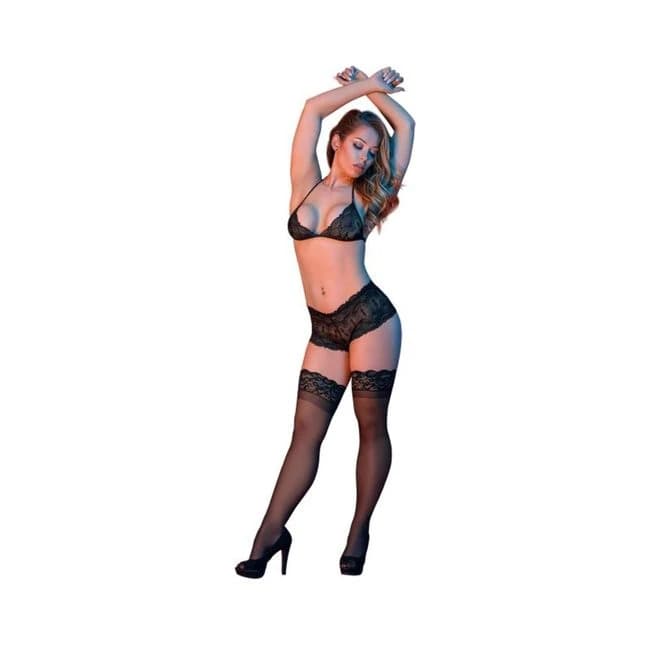 Magic Silk Sexy Time Triangle Bra & Cheeky Short Set Black Sm, image 1