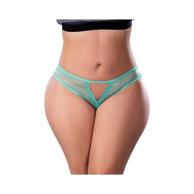 Magic Silk Soft Petals Crotchless Panty Aqua Queen Size, image 1