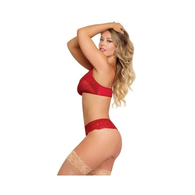 Magic Silk Sugar & Spice Peek-a-Boo Bra & Panty Set Red, image 1