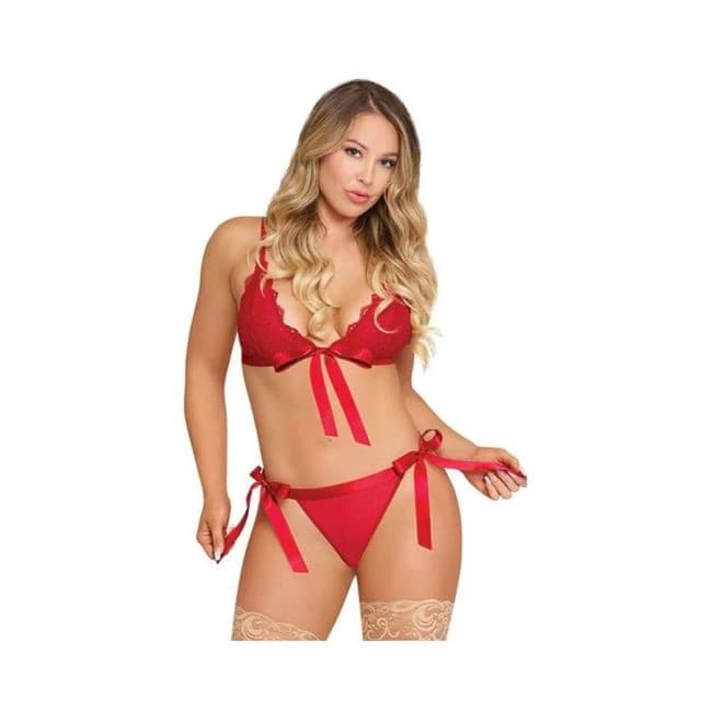 Magic Silk Sugar & Spice Ribbon-Tie Bra & Panty Set Red Queen, image 1