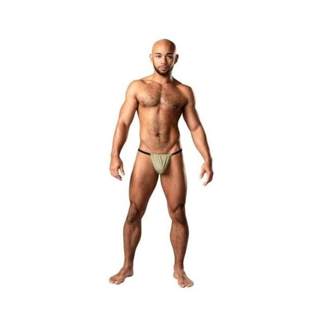 Male Power Cabana Banana Posing Strap Yellow/grey O/S, image 1