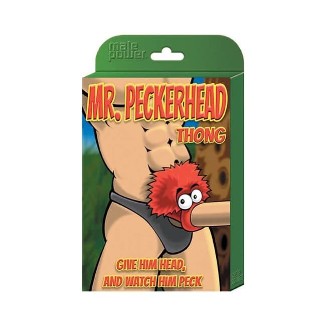 Male Power Novelty Mr. Peckerhead Thong Blk 1sz, image 1