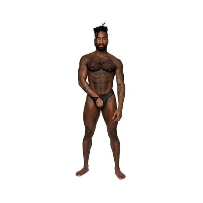 Male Power Sassy Lace Open Ring Thong, image 1