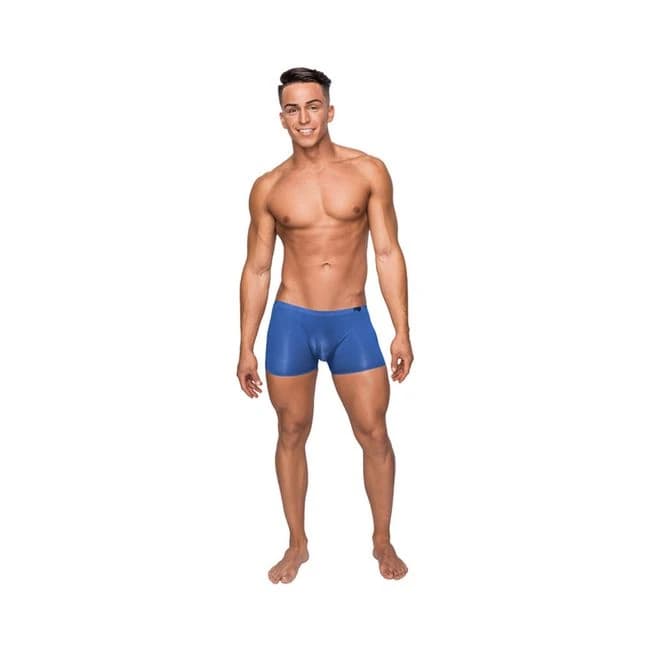 Male Power Seamless Sleek Short Blue Sheer Pouch Medium - Image 1