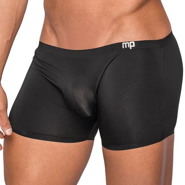 Male Power Seamless Sleek Short W/ Sheer Pouch-Black Medium, image 1