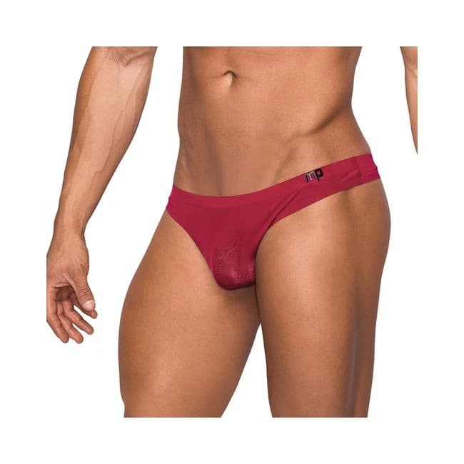 Male Power Seamless Sleek Thong Sheer Pouch Wine S/M, image 1
