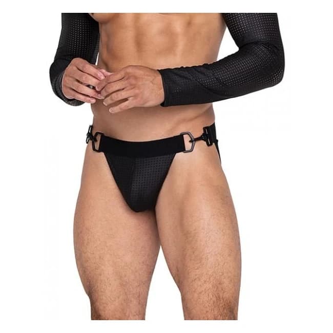 Master Jockstrap w/ Hook & Ring Closure & Contoured Pouch Black Md, image 1