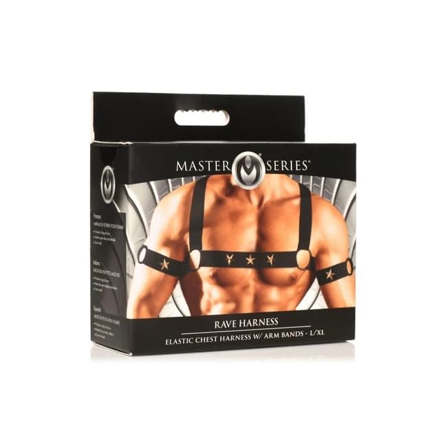 MASTER SERIES ELASTIC CHEST HARNESS W/ ARM BANDS L/XL - Image 1 MASTER SERIES ELASTIC CHEST HARNESS W/ ARM BANDS L/XL - Image 1