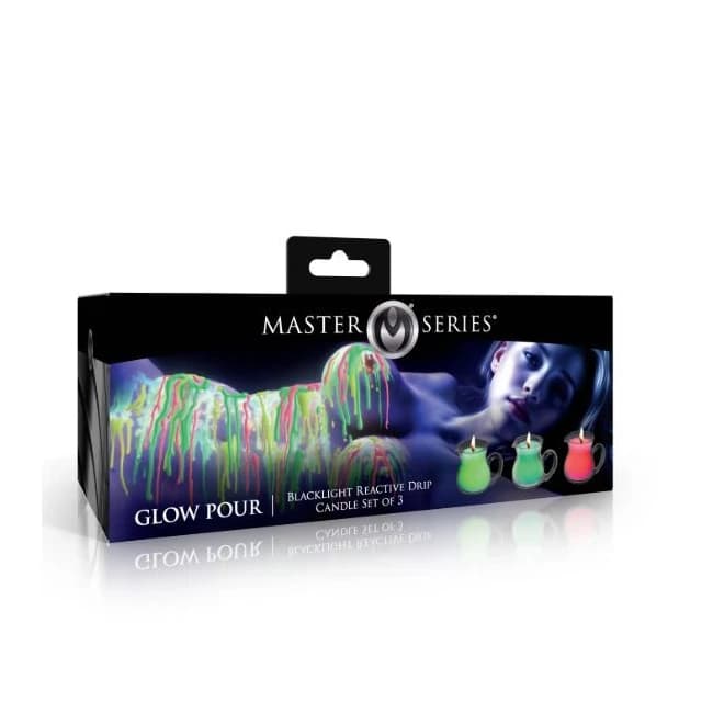 Master Series Glow Pour Drip Candle Set of 3 Blacklight Reactive, image 1