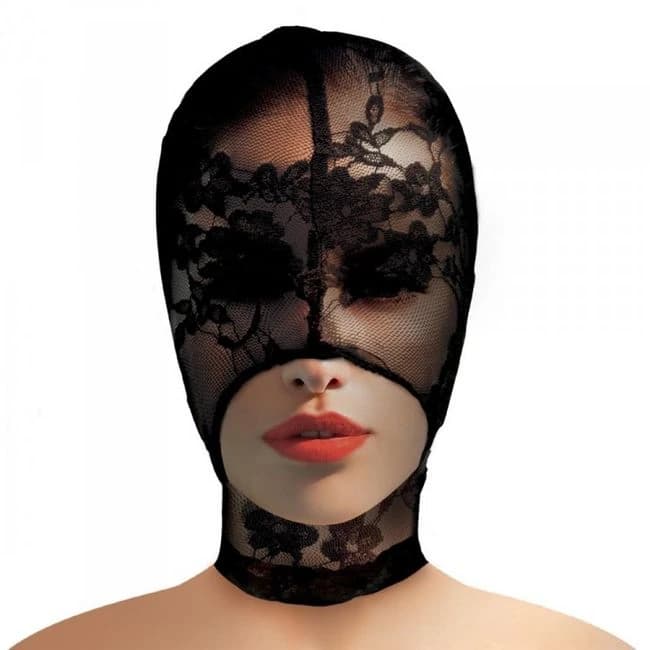 Master Series Lace Seduction Bondage Hood - Image 1 Master Series Lace Seduction Bondage Hood - Image 1