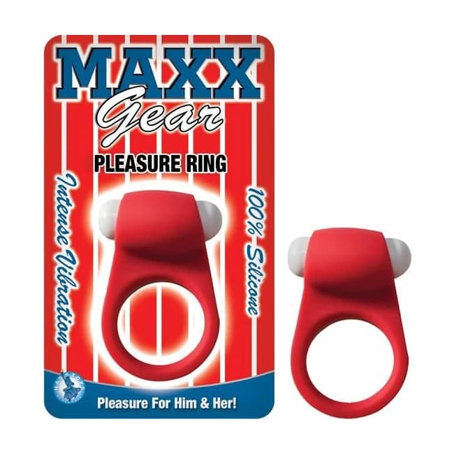 Maxx Gear Pleasure Ring Red Vibrating Cockring, image 1