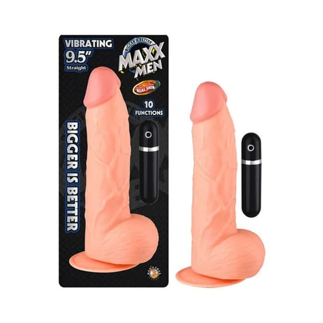 Maxx Men Vibrating 9.5in Straight Dong 10 Fuction Waterproof Flesh - Image 1 Maxx Men Vibrating 9.5in Straight Dong 10 Fuction Waterproof Flesh - Image 1