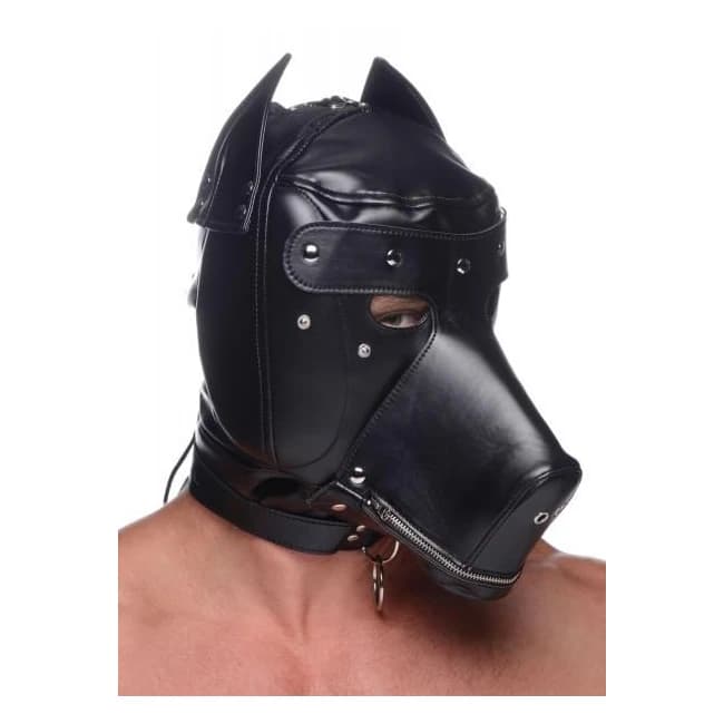 Muzzled Universal Bdsm Hood Removable Muzzle Black, image 1