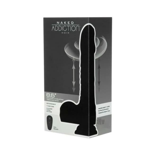 Naked Addiction Noir 8.6 In. Rotating and Thrusting Vibrating Dildo with Remote, image 1