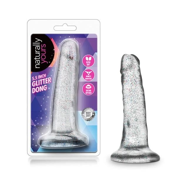 Naturally Yours - 5.5 Inch Glitter Dong - Sparkling Clear, image 1