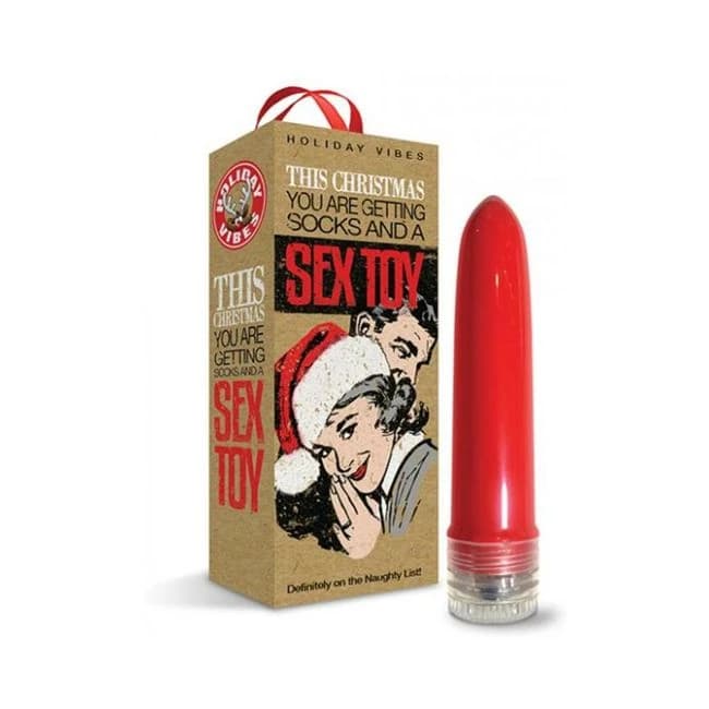 Naughty List Gift Socks and a Sex Toy 4 In. Multi-Speed Vibe with Storage Bag, image 1