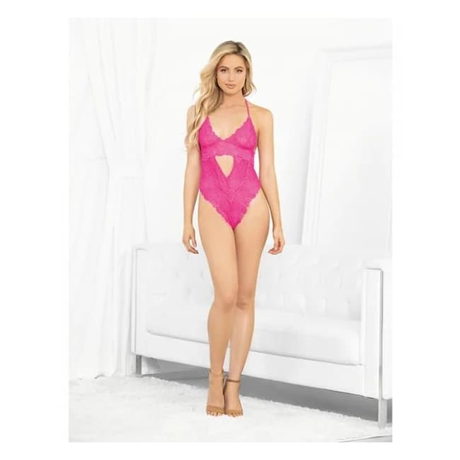 Neons Keyhole Front Teddy w/ Tanga Back Neon Pink, image 1