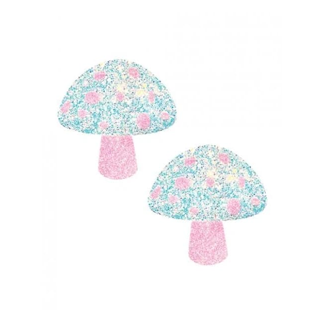 Neva Nude Black Light Glitter Shroom Pasties - Pink/white O/S, image 1