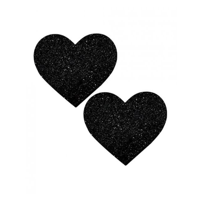 Neva Nude Black Malice Queen Status Glitter Heart Pasties - Black Qn, image 1