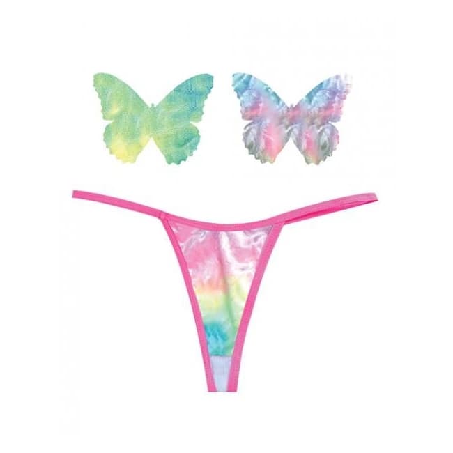 Neva Nude Naughty Knix Rainbow Sherbet Velvet G-String & Pasties - (Color Varies) Multi O/S, image 1