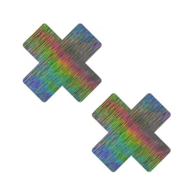 Neva Nude Naughty Nebula Super Holographic X Nipple Pasties - Image 1 Neva Nude Naughty Nebula Super Holographic X Nipple Pasties - Image 1
