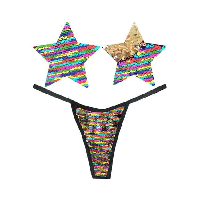Neva Nude Pastie Funfetti Mulicolor Pastie and Panty Set, image 1