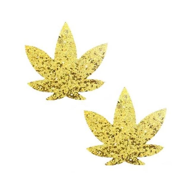 Neva Nude Pasty Weed Leaf Glitter Sparkle Gold, image 1