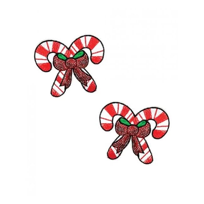Neva Nude Sequin Candy Cane Pasties - Red/white O/S, image 1