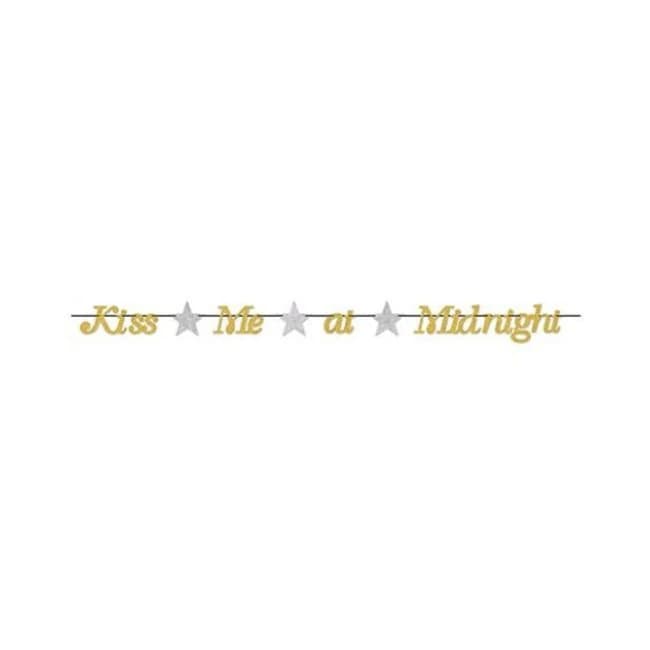 New Year's Kiss Me at Midnight Streamer - Gold/silver, image 1