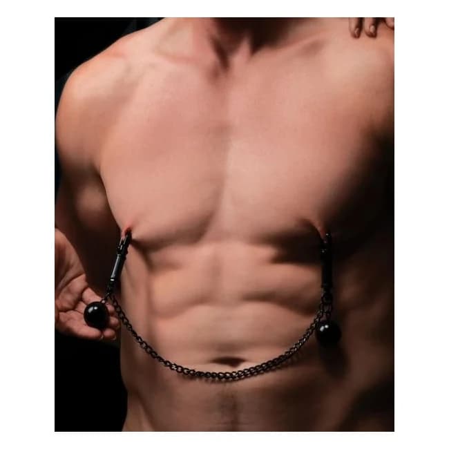 Nipple Clamps with Ball Weights and Chain Black, image 1