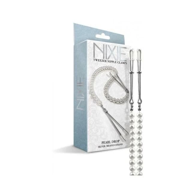 Nixie Pearl Drop Beaded Tweezer Nipple Clamps, image 1