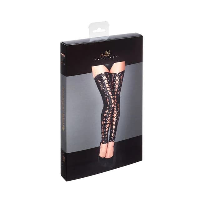 Noir Handmade Lace and Powerwetlook Stockings, image 1