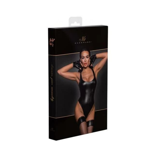 Noir Handmade Powerwetlook Bodysuit with High-Cut Bottom Hem, image 1