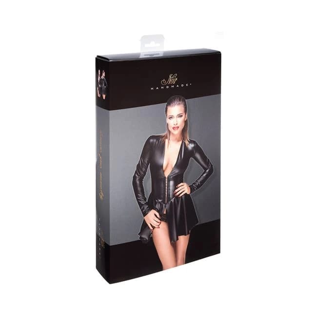 Noir Handmade Powerwetlook Minidress with Corset, image 1