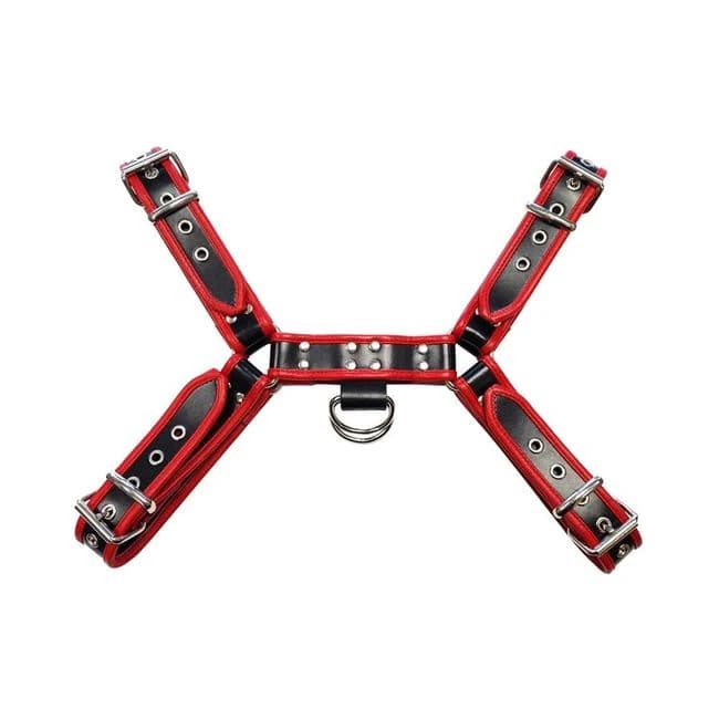 O.t.h Leather Harness - Black with Red Accessories Size Extra Large, image 1