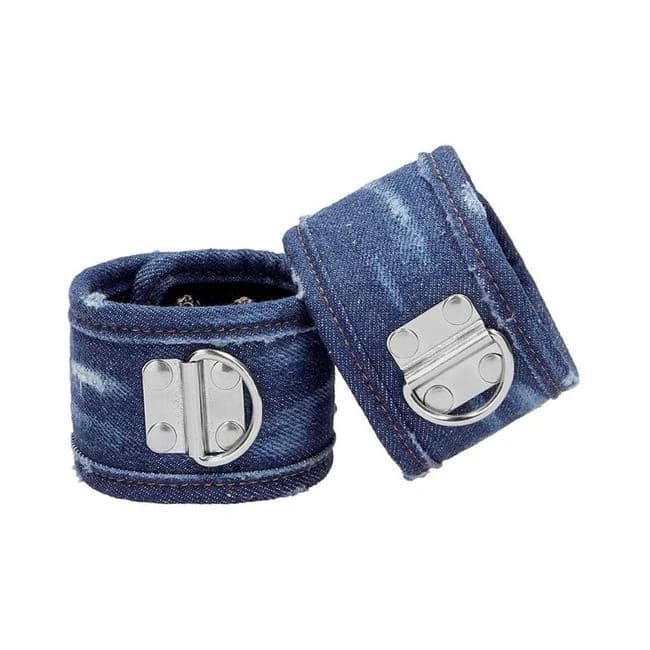 Ouch! Denim Handcuffs - Roughened Denim Style - Blue, image 1