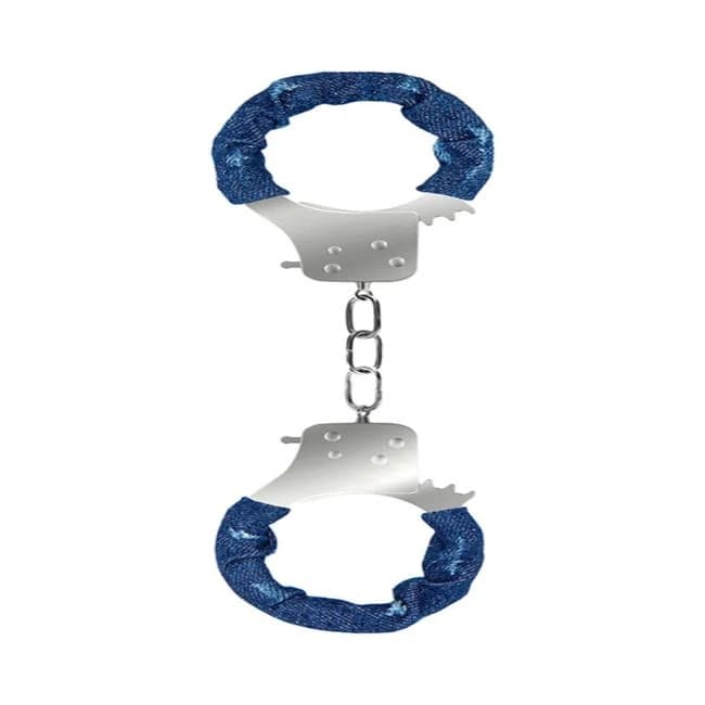 Ouch! Denim Metal Handcuffs - Roughened Denim Style - Blue, image 1